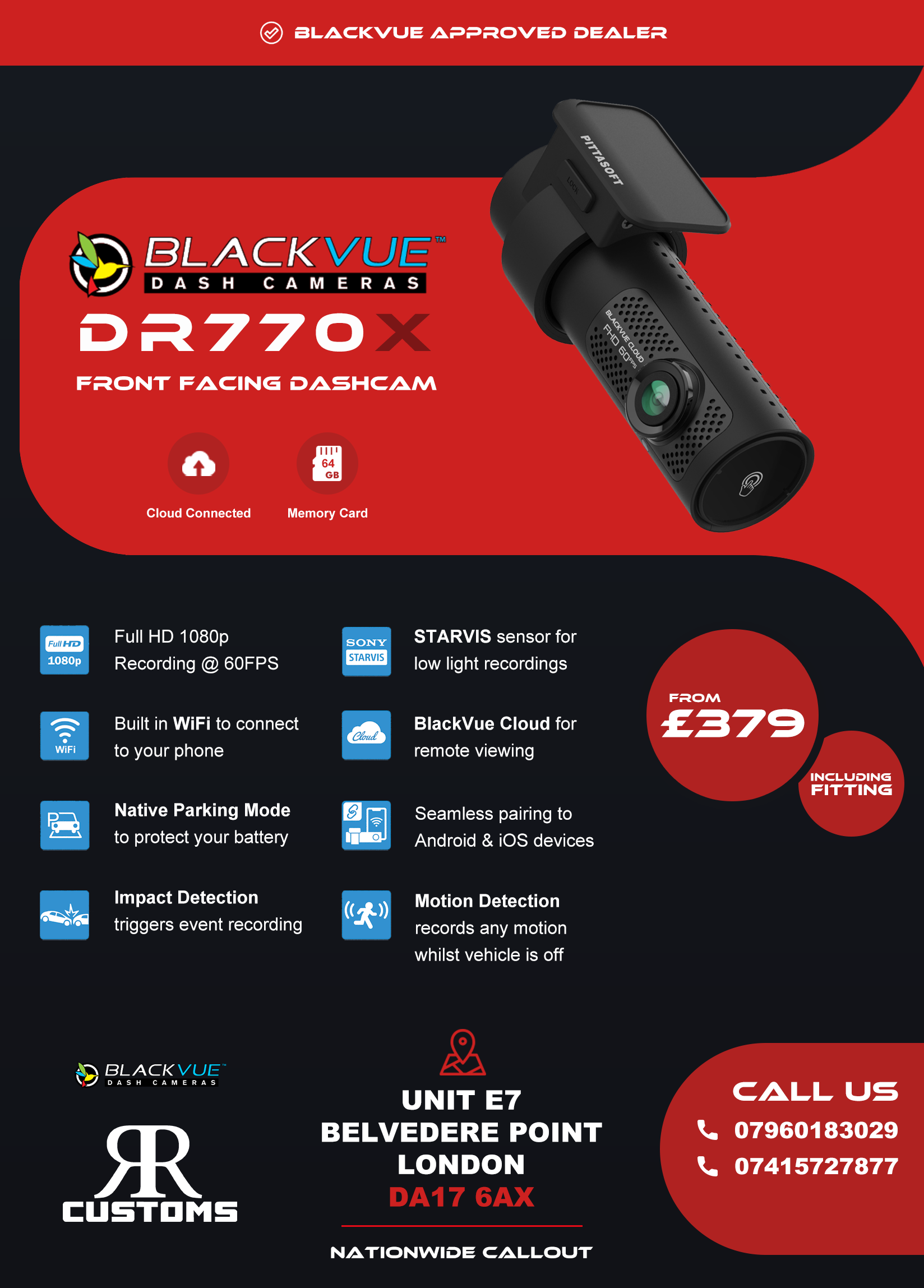 Blackvue DR770X Front facing dashcam