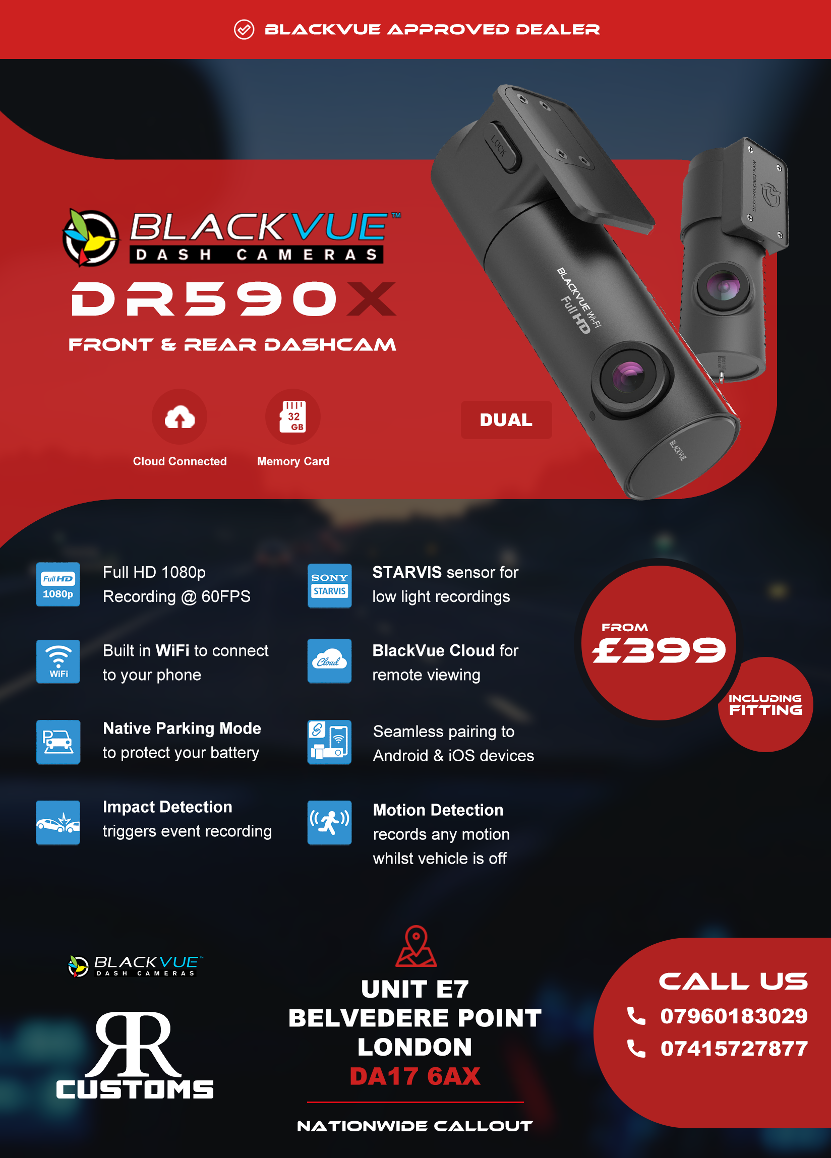 Blackvue DR590X Front and rear dashcam