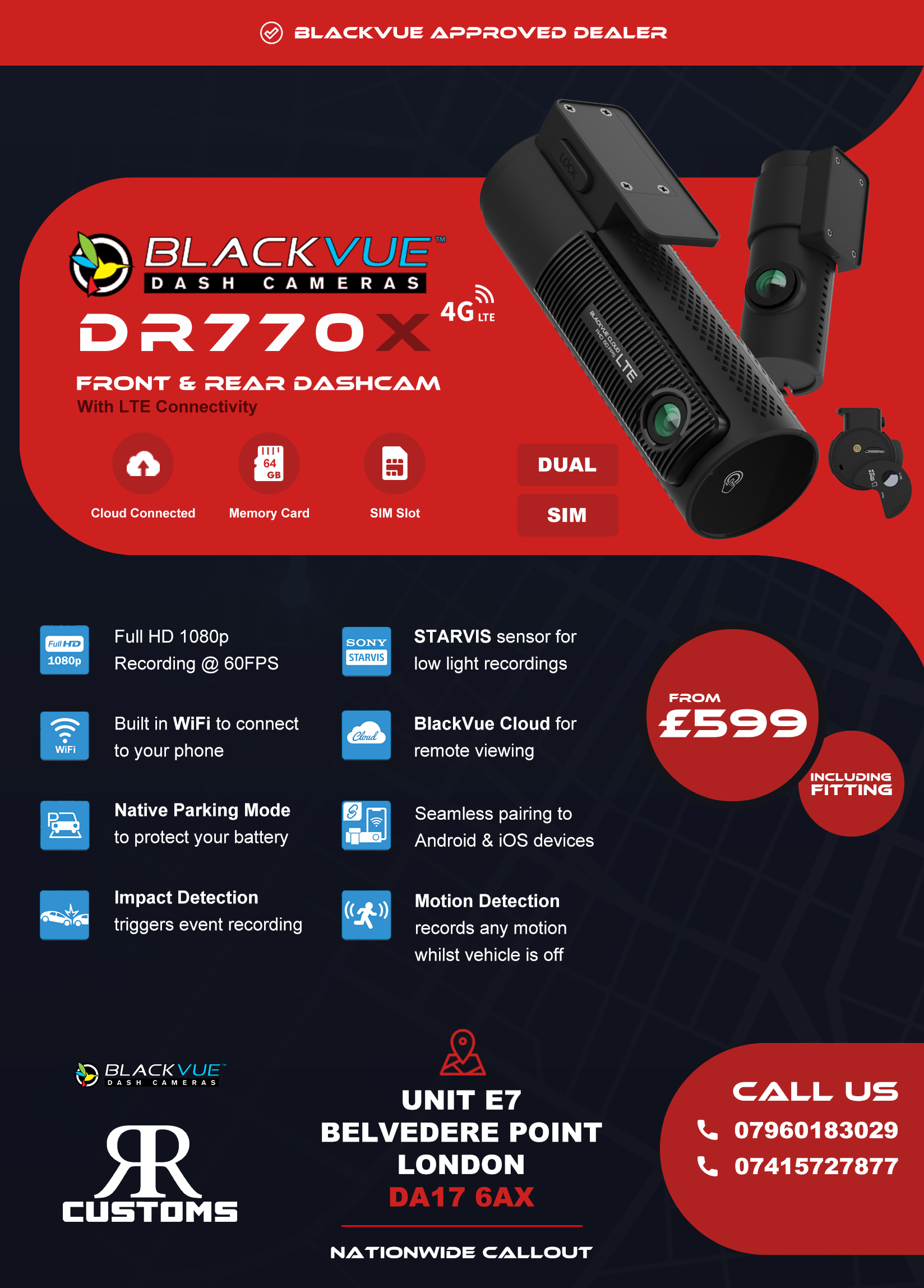Blackvue DR770X LTE Front & Rear Dashcam